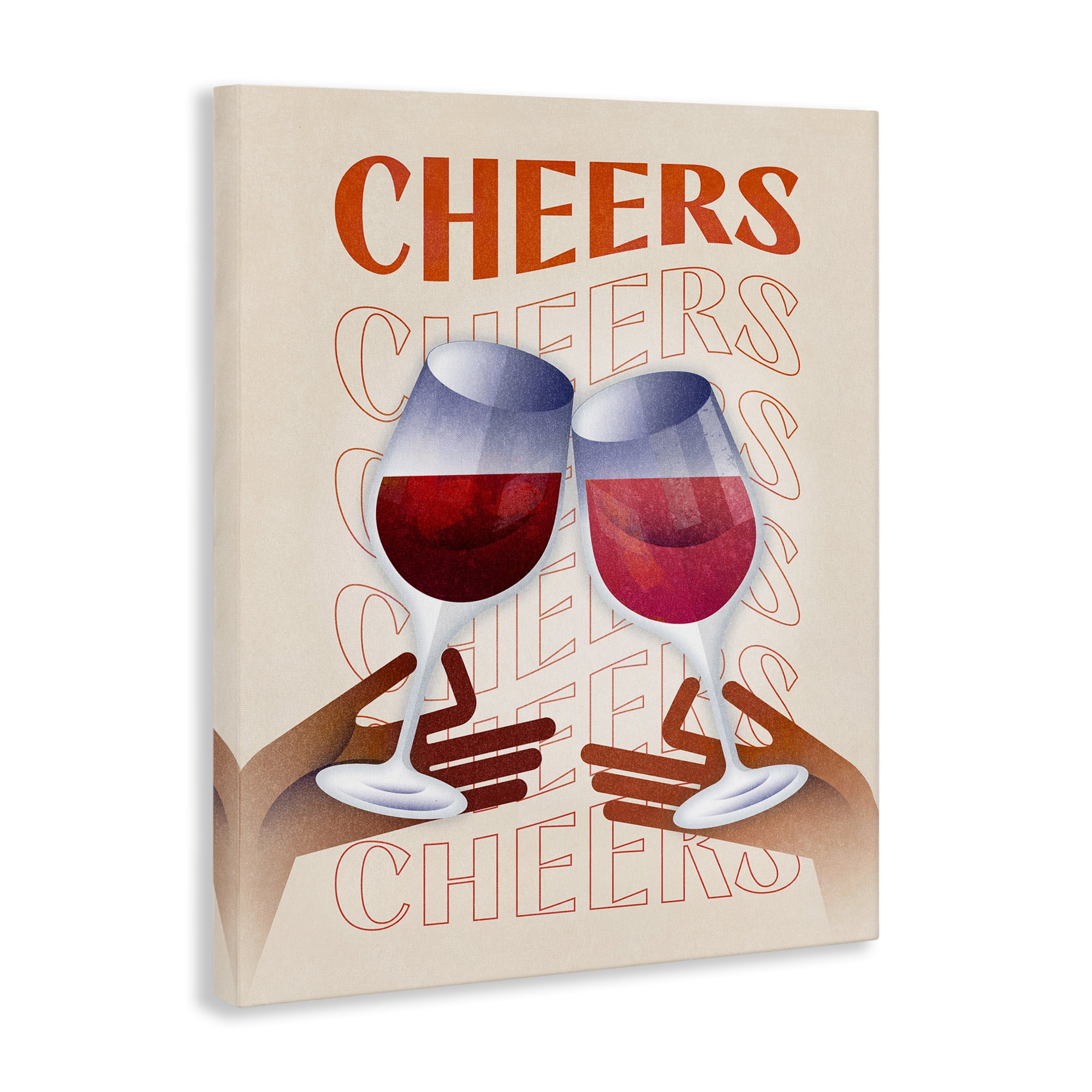 Stupell Industries Cheers Wine Glasses Food & Beverage Painting Wrapped Canvas Art Print Wall Art, 24 x 30