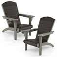 thumbnail image 1 of Gymax Set of 2 Adirondack Chair w/ Rattan Padded Seat & Back Wide Hidden Cupholder Patio Gray, 1 of 6