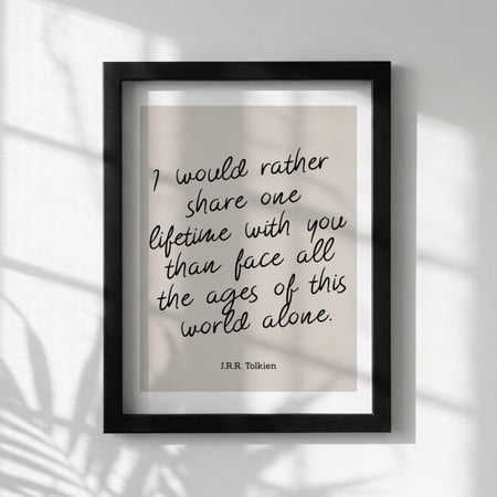 Literary Quote J R I Would Rather Share One Lifetime Minimalist Typography Wall Art Motivational Office Home Decor Unframed Paper Print