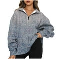 thumbnail image 2 of EGNMCR Chandails à Demi-Glissière pour Femmes, Impression d'Hiver, Confortables, Manches Longues, Col à Revers, Chandails Sans Capuche, Chandail Décontracté Surdimensionné à Enfiler avec Poches, 2 of 7