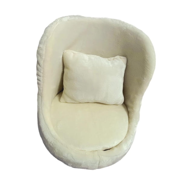 Accesorios de fotografía para recién nacidos, sofá de tela suave para bebé, silla, cojín de fondo para posar Beige Con almohada