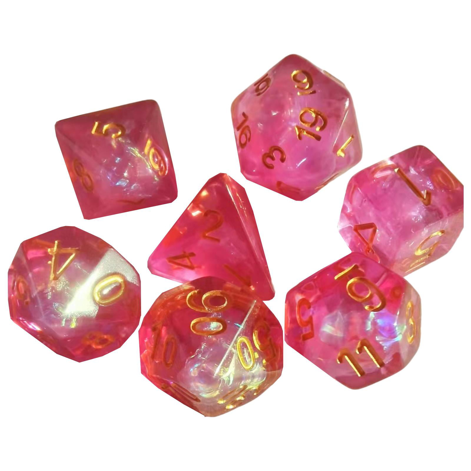 7Pcs Set Resin Polyhedral Dice DND RPG MTG Role Playing Game Purple With Bag 