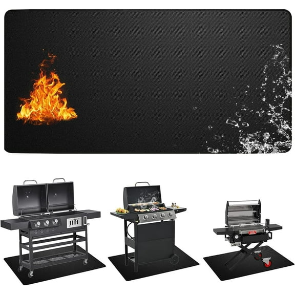 72" x 40" Double‑Sided Fireproof Grill Mat for Outdoor Grill, Oil‑Proof Waterproof BBQ Floor Protector Mat for Deck Patio Lawn