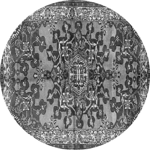 Ahgly Company Indoor Round Medallion Gray Traditional Area Rugs, 5' Round