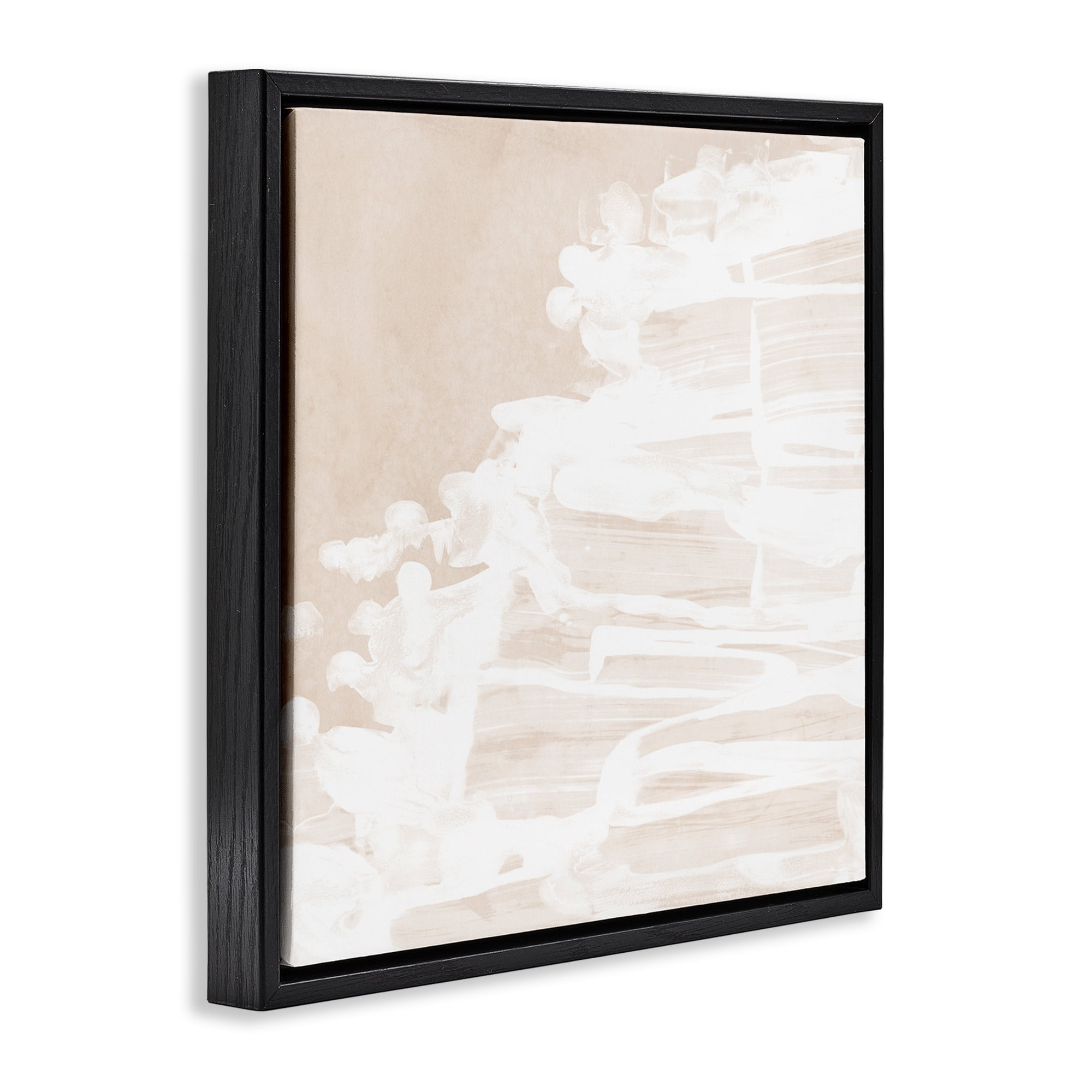 Stupell Industries Abstract Beach Splash Abstract Painting Black Floater Framed Canvas Art Print Wall Art, 18 x 18