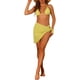 thumbnail image 2 of Conjuntos de bikini de 3 piezas para mujer, con escote halter, trajes de baño de malla con pareo y falda de playa, bañador mediano amarillo, 2 of 5