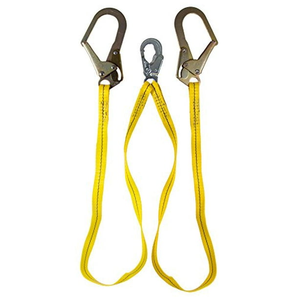 Guardian Fall Protection 01271 6Foot Double Leg NonShock Absorbing Lanyard with Rebar Hook