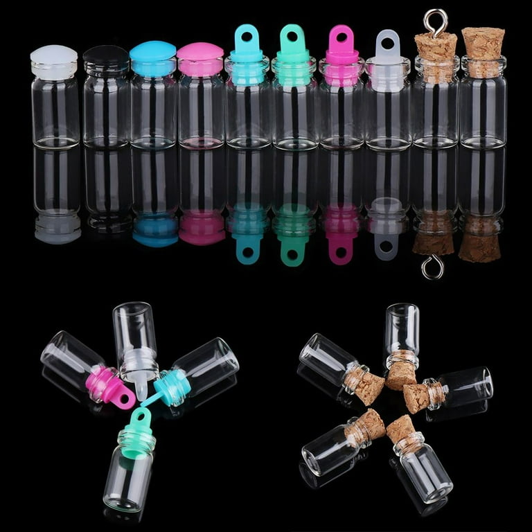 10PCS Colorful Tiny Water Drop Glass Bottle Cork Vial Floating