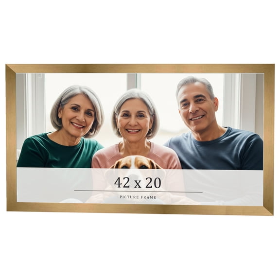 42x20 Frame Gold Bronze Solid Wood Picture Frame Width 0.75 Inches | Interior Frame Depth 0.5