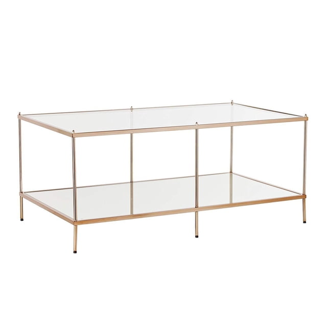 SEI Furniture Knox Glam Mirrored 2-Tier Coffee Table with Gold