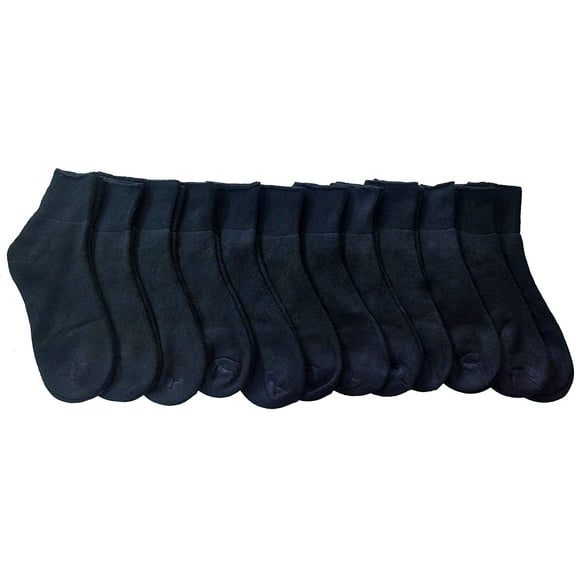 Yacht & Smith 12 Packs of Mens Ring Spun Cotton Diabetic Neuropathy And Edema Ankle Socks (Black)
