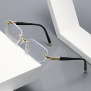 1 Pair Mens Diamond Shape Rimless Blue Light Blocking Reading Glasses Metal Readers +0.75
