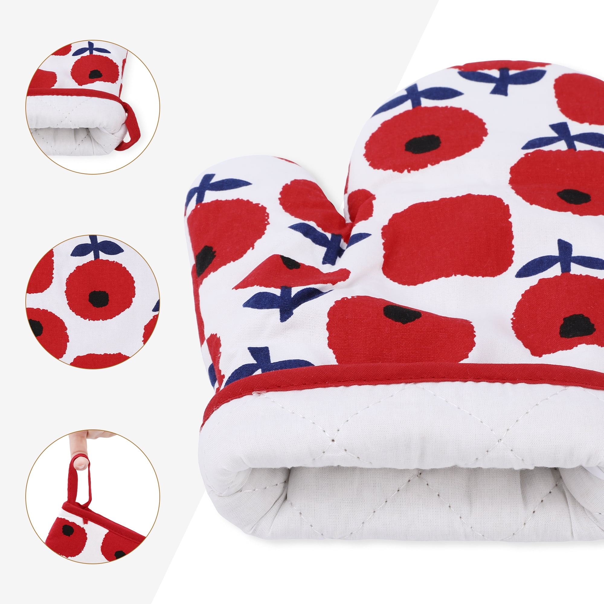 Unique Bargains Pot Holders Kitchen Oven Gloves Red 11x7.1inch