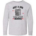 thumbnail image 3 of Inktastic Just a Girl Who Loves Books Long Sleeve Youth T-Shirt, 3 of 5