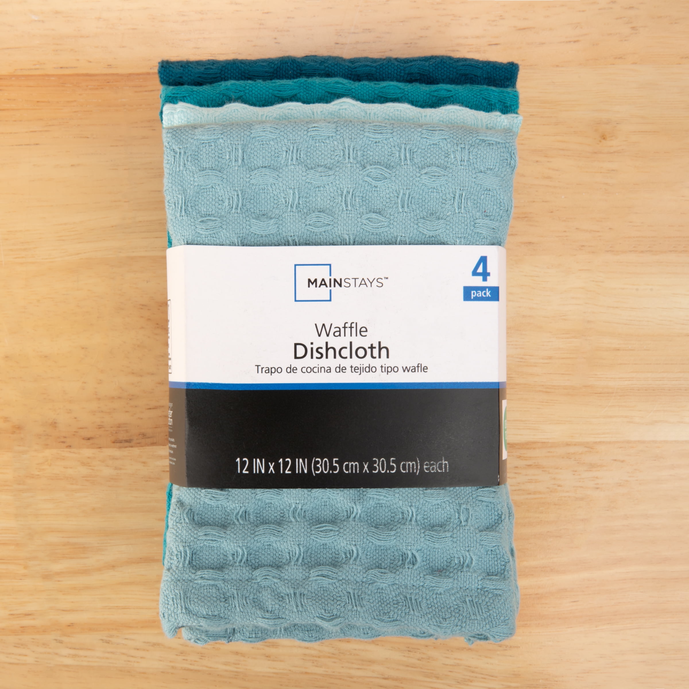Mainstays 4 Pieces, Waffle Dishcloths, Topaz