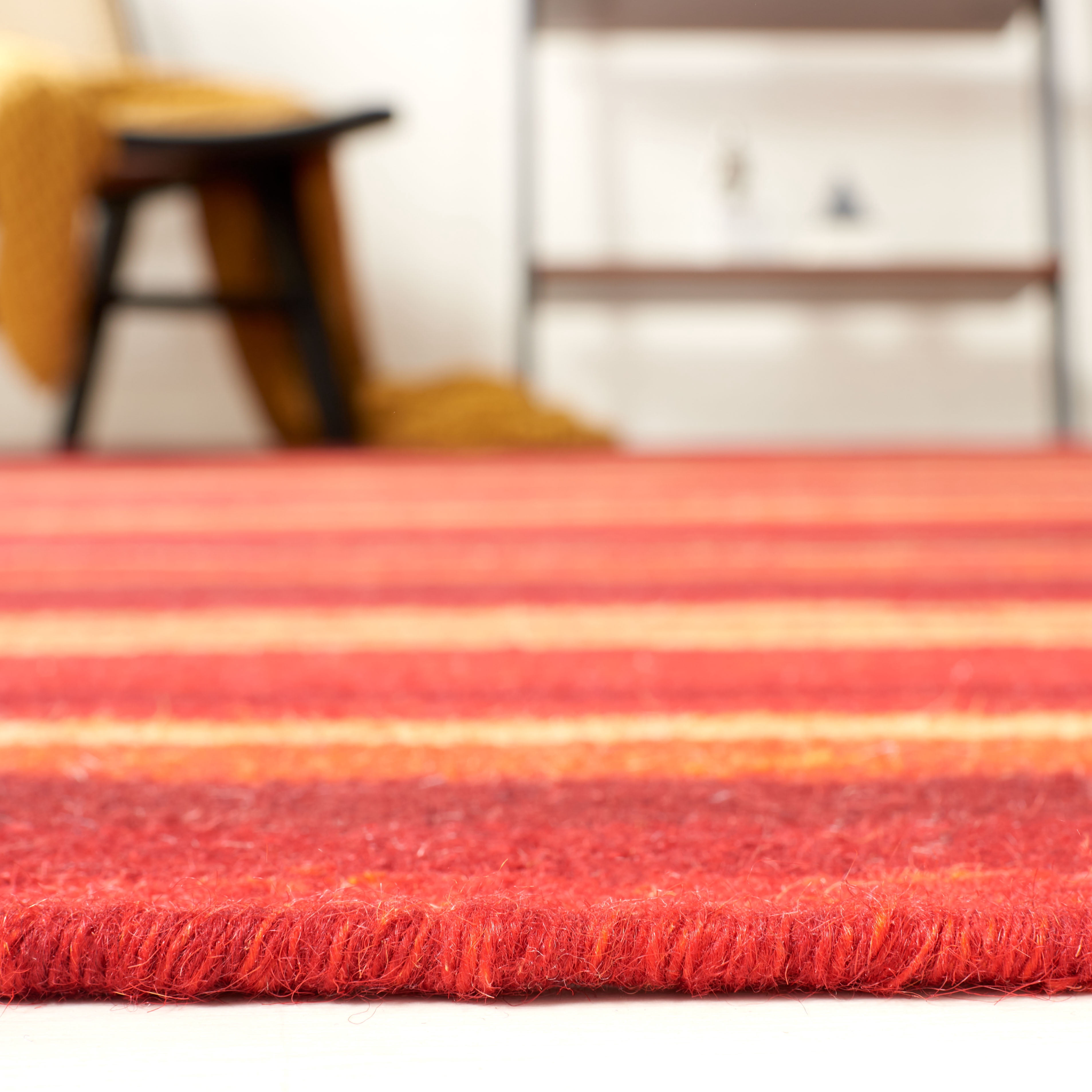 SAFAVIEH Striped Kilim Colbert Striped Area Rug, Red, 7' x 7' Square