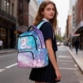 thumbnail image 3 of Jeiento Kids School Backpack for Girls 17 Inch Large Capacity Water-Resistant Polyester Galaxy Axolotl Bag Multi-Pocket Lightweight Daypack for Elementary School, Travel, Hiking, 3 of 7