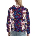 thumbnail image 7 of Fotbe Llama Alpaca Pattern Womens Long Sleeve Hoodie, Pullover Hooded Sweatshirt, Kangaroo Pocket Hoodie with Eye-catching Drawstrings-X-Large, 7 of 7