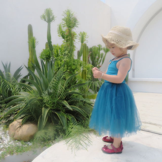 Vestido tipo tirantes para niñas Vestido de malla con costuras acanaladas para niñas de talla pequeña y mediana Vestido de princesa Vestido pontón