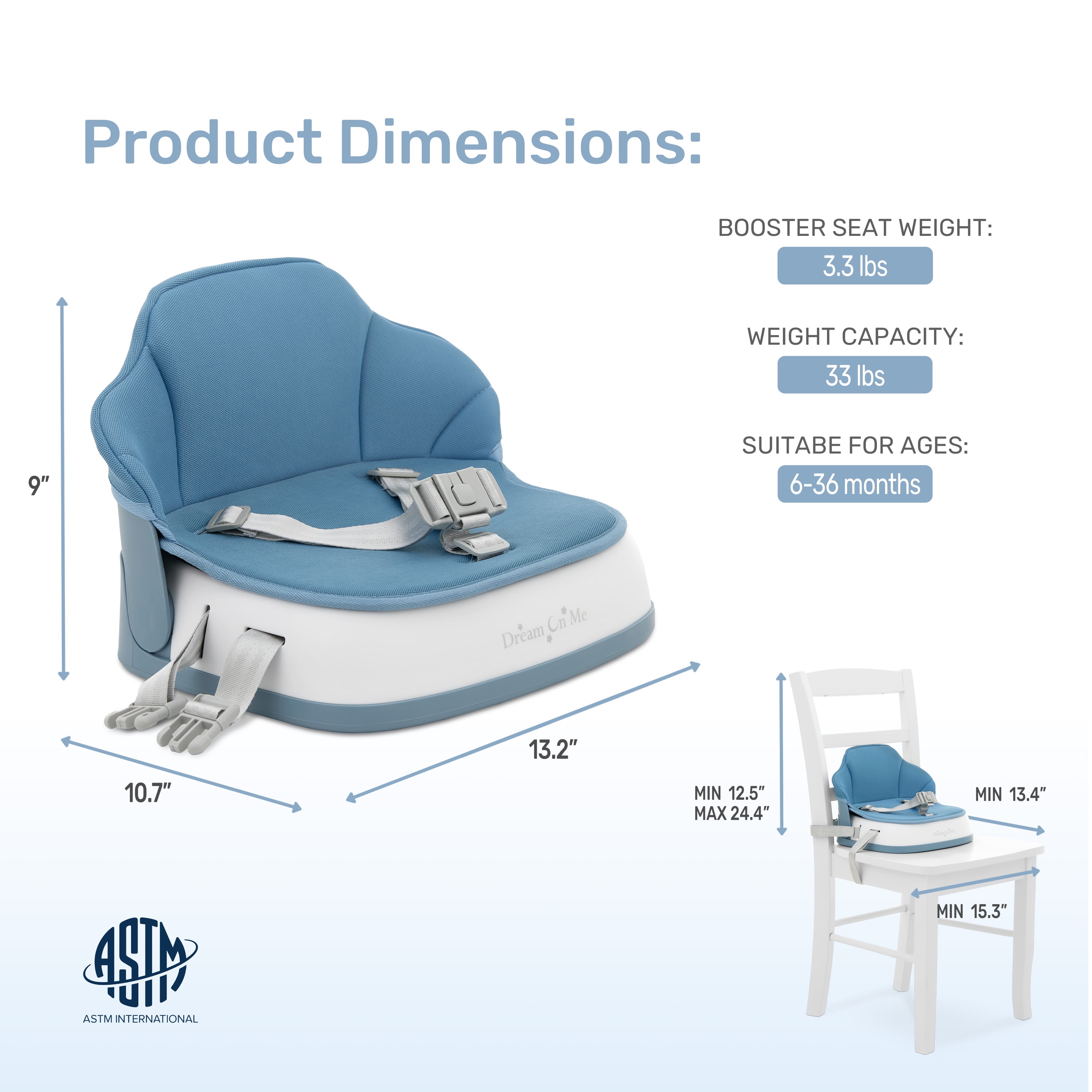 Dream On Me Cozy Pod Booster Seat with Removable Cover, Blue