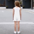 thumbnail image 6 of Mifsaly Girls Linen Bib Romper Knotted Strap Sleeveless Jumpsuits Summer Casual Kids Bib Overalls with Pockets 9 Years, 6 of 8