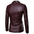thumbnail image 2 of SWSMCLT Men's Blazer Jacket Fall Vintage Moto Biker Long Sleeve Faux Leather Jacket Slim Fit Notch Lapel Motorcycle Jackets Burgundy 46, 2 of 4