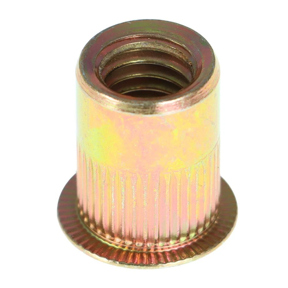 CIRCLE- 3/8-16 Carbon Steel Rivet Nut Flat Head Threaded Insert 50Pcs