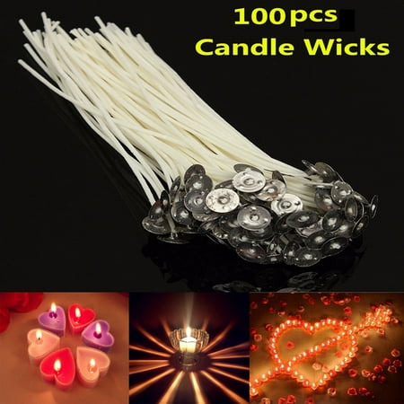 Paper Core Wick - 100Pcs Pack Pre Waxed Candle Wicks for DIY Candle Making Cotton Core With Sustainers 20cm/8