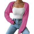 thumbnail image 5 of Arvbitana Women's Open Front Cropped Cardigan Long Sleeve Solid Color Ribbed Knit Shrug Sweater Knitwear Chunky Cable Bolero Tops Fashion Coat, 5 of 7