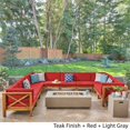 thumbnail image 4 of Noble House Brava 10 Seater U-Shaped Sectional Sofa Set Teak Red/Light Gray, 4 of 18