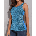 thumbnail image 6 of PrettyGuide Women Shimmer Glam Sequin Embellished Sparkle Tank Top Vest Tops Lake Blue M, 6 of 6