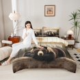 thumbnail image 4 of Manfei Brown Bear Bedding Comforter Set 2pcs, Wild Woodland Animal Twin Comforter Sets, Retro Farmhouse Lodge Cabin Bedding Set, Ultra Soft Home Decor, 4 of 8
