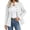 White 23, variant on Karymi Rain Jacket Solid Long Sleeve Collar Double Breasted Gold Button Blazer Jacket, Open Front Suit Coat with Flap Side Pockets Rain Coats for Women