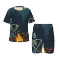thumbnail image 1 of Balery Moonlit Skeleton Campfire Conjunto de Pijama Infantil de Manga Corta con Estampado – Ropa de Dormir de Algodón Suave-Small, 1 of 6