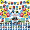 Train Birthday Party Supplies Sets, Train Friends Party Decorations for Kids with Happy Birthday Banners, Balloons, Cake Topper, Cupcake Toppers, Hanging Swirls, Invitation Cards Cartoon The
