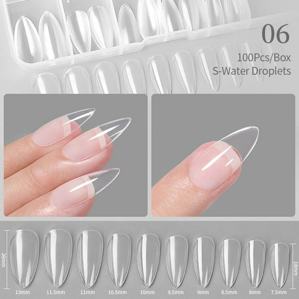 Juego de puntas de uñas postizas largas y transparentes, extensión acrílica, cubierta completa, puntas de uñas, dedo falso, esmalte de Gel UV, molde de construcción rápida, herramienta para uñas Tan Jianjun unisex