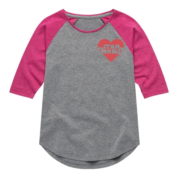 Star Wars - Valentine Heart Logo - Toddler And Youth Girls Shirt Tail Raglan