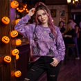 thumbnail image 4 of Women's Halloween Graphic Crewneck Sweatshirt, Hello Darkness My Old Friend Print Long Sleeve Pullover, Vintage Washed Casual Sweatshirt Top for Halloween Daily Wear 10-Multicolor XL, 4 of 4