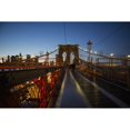 thumbnail image 2 of Pedestrian path on Brooklyn Bridge heading into Manhattan at night New York, 2 of 2