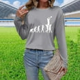 thumbnail image 2 of Charella Long Sleeve Shirts for Women Casual Graphic Tee Loose Fit Crew Neck Ptinted Tops Soft Clothes (3XL, Gray), 2 of 6
