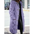 thumbnail image 5 of Women Chunky Cable Knit Long Sleeve Cardigan Fall Winter Oversized Button Down Sweaters with Pocket Purple S, 5 of 7