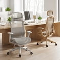 thumbnail image 2 of Nouhaus Airex Taupe Mesh, Headrest, 3D Armrest Office Chair for Home Office & Office, 2 of 11