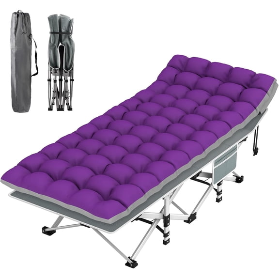 Camping Cot, Folding Camp Bed for Adults with Soft Thicker Cushion