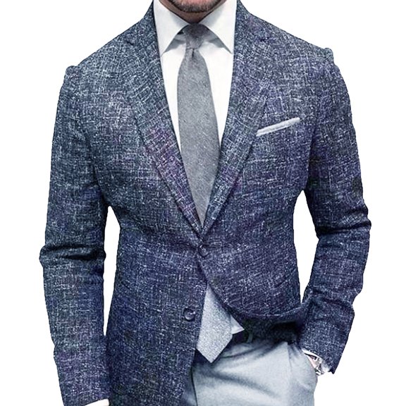 Mens Blazer Plaid Wool Suit Coats Lapel Long Sleeve Button Suit Business Casual and Formal Suit Jacket