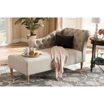 Baxton Studio Emeline Modern and Contemporary Beige Fabric Upholstered Oak Finished Chaise Lounge