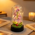 thumbnail image 4 of Handmade Crochet Flower Night Light, LED Knitted Flower Lamp Dome, Warm Glow Bedroom Desktop Decor Gift For Women Mom Girls Birthday, 5.12x2.76x2.76 Inch, 4 of 7