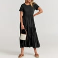 thumbnail image 4 of Fshaion Robe d'Été pour Femmes 2024 Grande Taille Décontractée Col Rond Manches Courtes Taille Haute Robe Liquidation Moins de 10!, 4 of 9