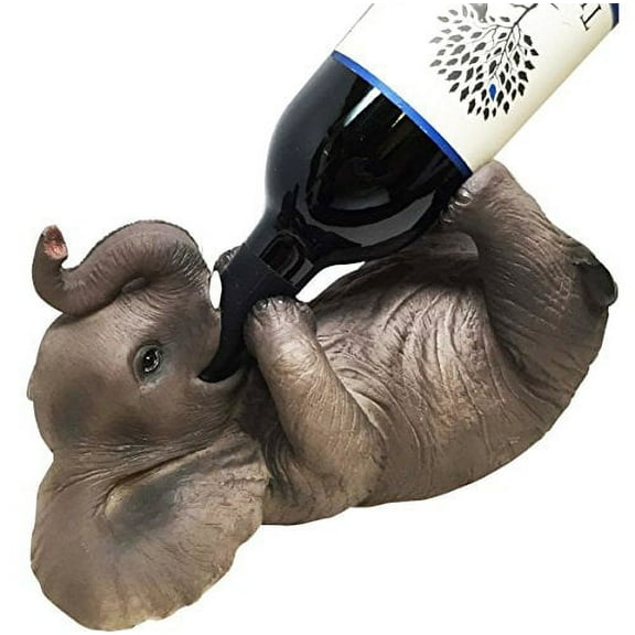 KITCHEN DECOR GIFT PLAYFUL SAFARI ELEPHANT OIL WINE BOTTLE HOLDER FIGURINE STATUE