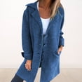 thumbnail image 3 of Autumn Winter Women Jacket Turn-down Collar Single-breasted Long Sleeves Loose Solid Color Woolen Coat Pockets Mid Length Commuting Dating Overcoat, 3 of 8