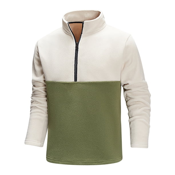 Blusa y camisa de manga larga con cuello alto para hombre, color de contraste, manga larga, cremallera, cuello alto, informal, deportiva, para casa, blusa para hombre